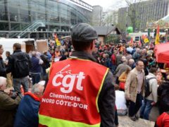 Mouvement de grève des cheminots de la SNCF contre la réforme ferroviaire.