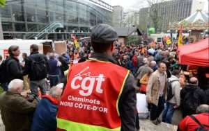 Mouvement de grève des cheminots de la SNCF contre la réforme ferroviaire.