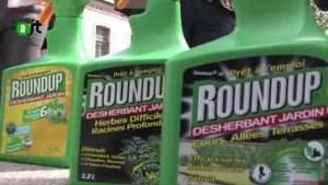Greenpeace réclame l’interdiction du glyphosate, principal ingrédient du désherbant Roundup commercialisé par la firme américaine Monsanto.