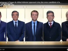 Cinq candidats sur le plateau de TF1 (capture euronews)