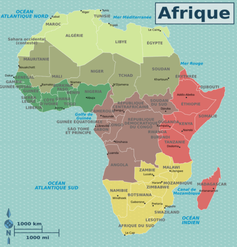 Les régions d'Afrique (Wikivoyage)