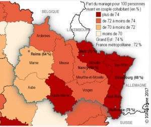 Plus de mariages dans le Grand Est que dans l'ouest (Insee)