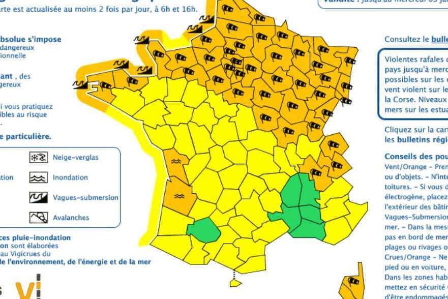 Alerte aux vents violents dans 48 départements (Météo France)