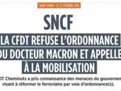 La CFDT refuse les ordonnances du Dr Macron pour réformer la SNCF