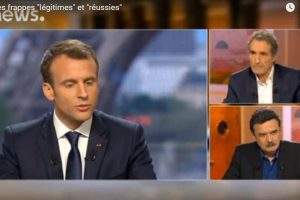 Emmanuel Macron interviewé par Edwy Plénel et Jean-Jacques Bourdin (photo capture Euronews)