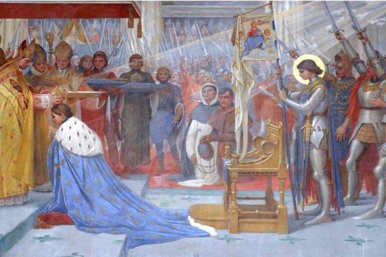 Tableau de Lionel ROYER représentant Jeanne d'Arc dans la basilique du Bois Chênu (DR)