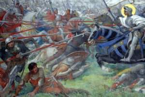 Tableau de Lionel ROYER représentant Jeanne d'Arc dans la basilique du Bois Chênu.(DR)