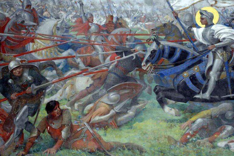 Tableau de Lionel ROYER représentant Jeanne d'Arc dans la basilique du Bois Chênu.(DR)