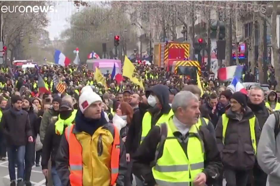 Acte X des Gilets jaunes ce 19 janvier 2019 (capture Euronews)