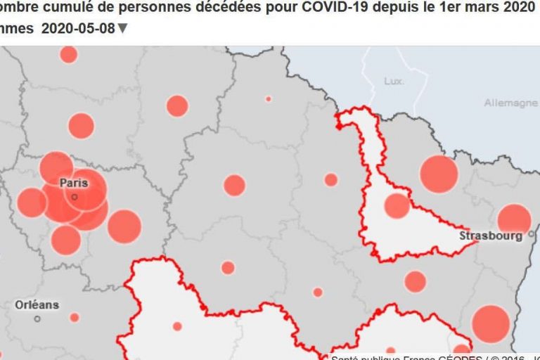 Nombre de morts dans la région Grand Est (Santé Publique France)