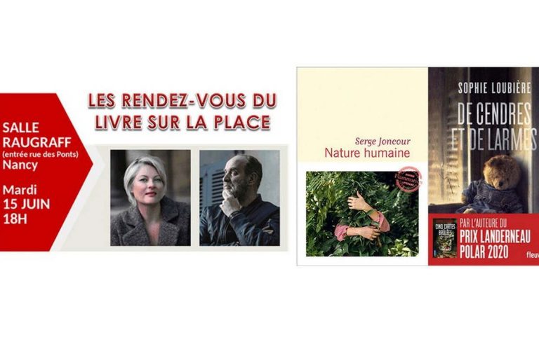 RV du Livre sur la PLace, Sophie Loubière et Serge Joncour (capture Twitter,Bibliothèque de Nancy)