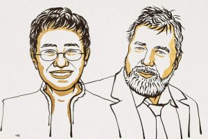 Maria Ressa et Dmitry Muratov (Niklas Elmehed © Nobel Prize Outreach. )