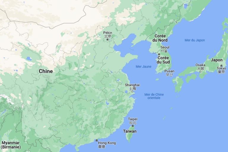 Taïwan-Chine (carte Google)