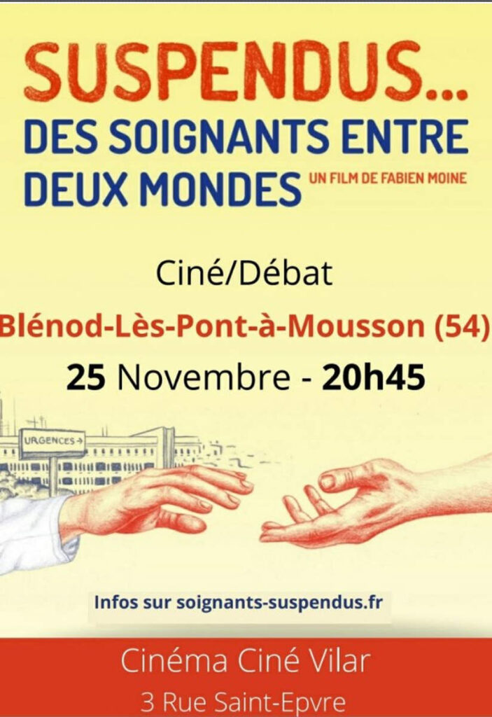 Soignants ''suspenduis'' au ciné de Blénod-les-PAM (affiche)