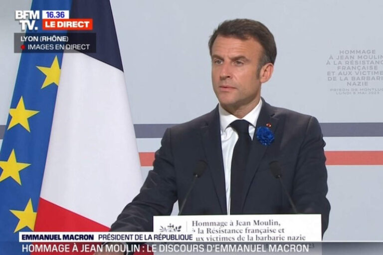 Discours du président de la République à Lyon lors de la cérémonie du 8-Mai 45 (capture BFMTV)