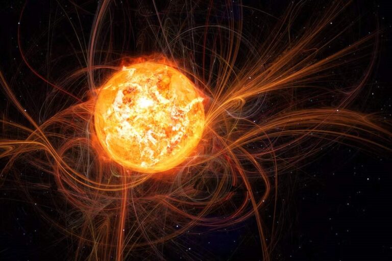 Représentation du champ magnétique du Soleil. Shutterstock