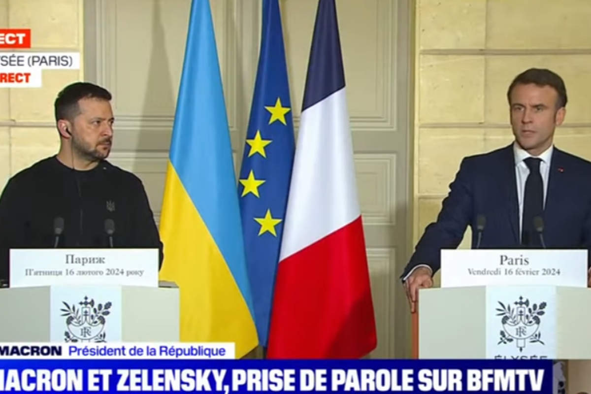Conférence de presse de Volodymyr Zelensky et Emmanuel Macron a près la signature d'un accord bilatéral de sécurité (capture BFM)