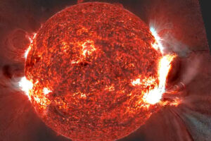 Cette nuit, vers 3h du matin, la zone active AR3697 a produit une gigantesque éjection de masse coronale sur la partie Ouest du Soleil (capture Astopierre X).