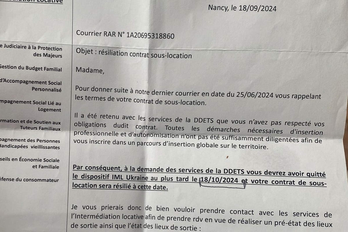 courrier envoyé aux réfugiés ukrainiens