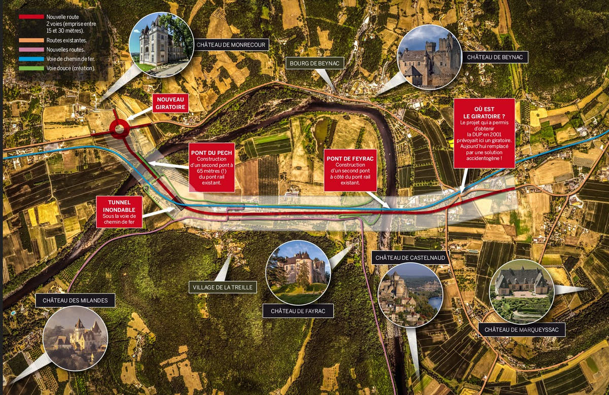 Plan de contournement de Beynac (capture site Défendre l'intérêt général en Dordogne)