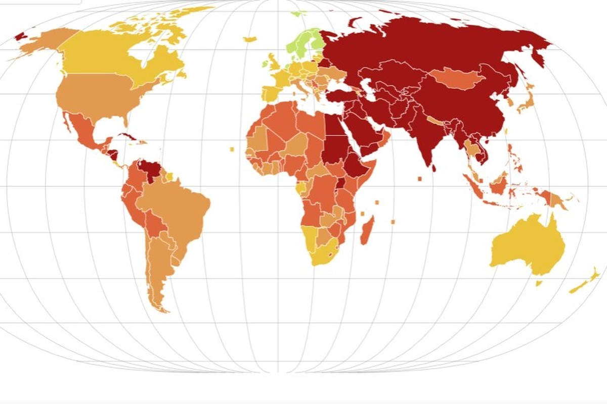 Classement mondial de la liberté de la presse de RSF, Lien pour partager ce graphique©Blanche Marès / Reporters sans frontières