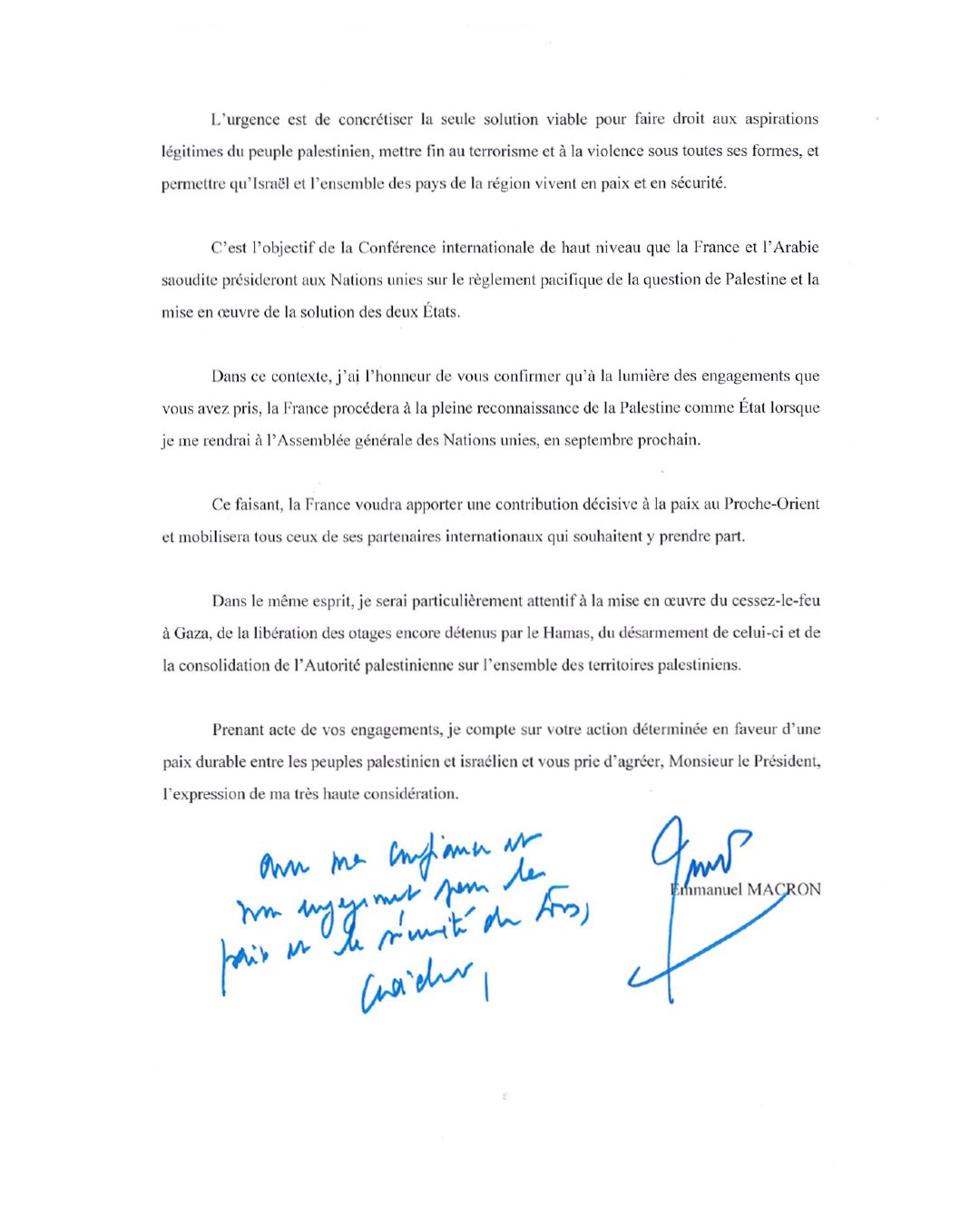 Lettre au Pt Macron