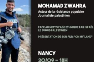 Mohamad Zwahra, journaliste palestinien, témoigne caméra au poing (affiche)