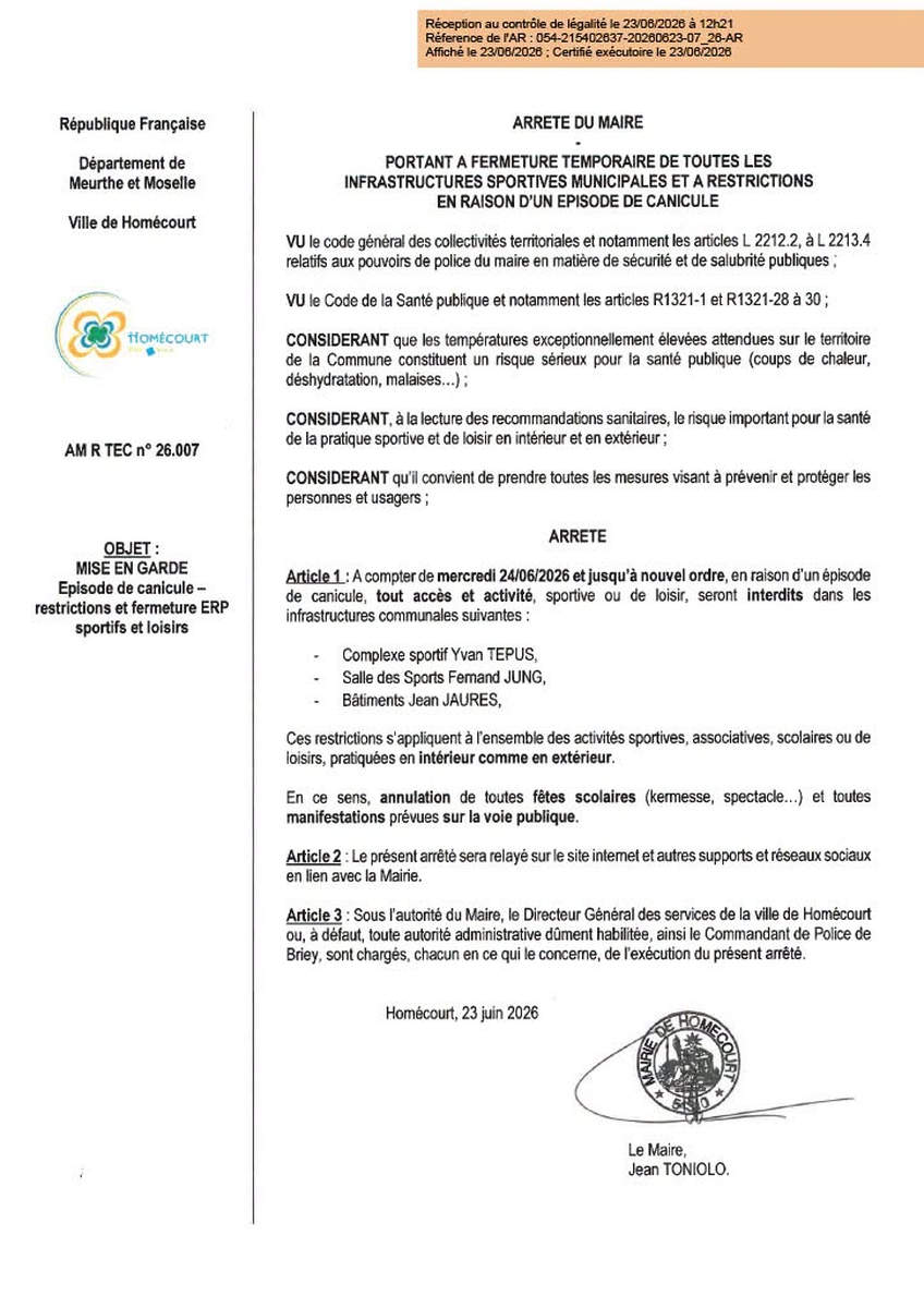 arrete homécourt 23 06 26