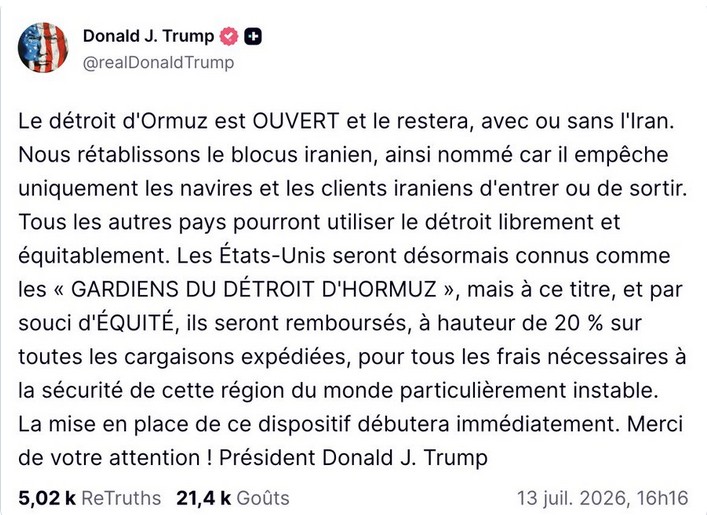 Trump et le détroit d'Ormuz (X)