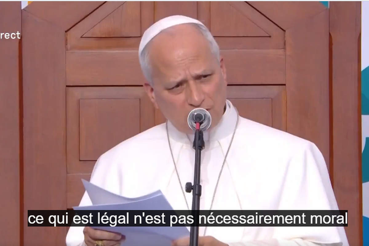 Discours du pappe à Lourdes (capture Kto)