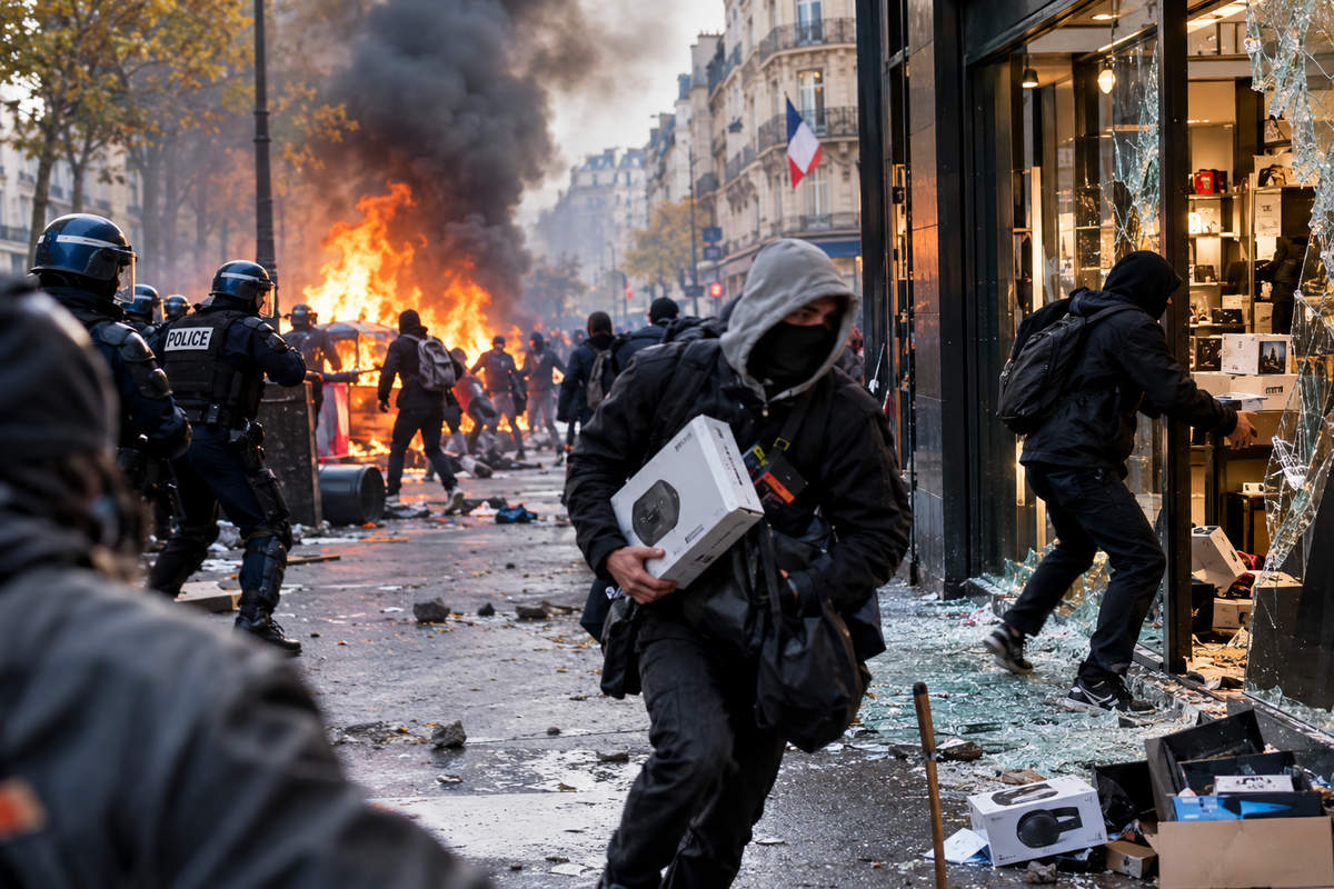 Les violences du 17 octobre soulèvent la question de l’identité des auteurs et de leur éventuelle coordination. (illustration générée par intelligence artificielle)