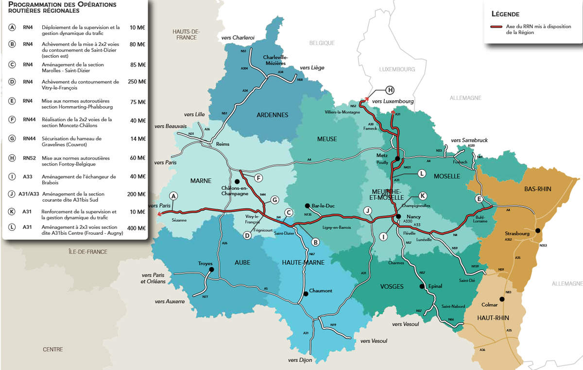 La région Grand Est gère 525 km de routes (care Région Grand Est)